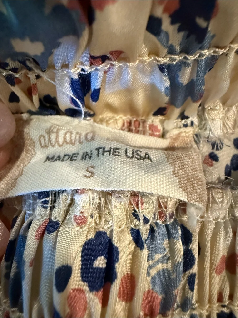 Altar'd State Cream Mini Skirt with Blue and Pink Floral Print Size S